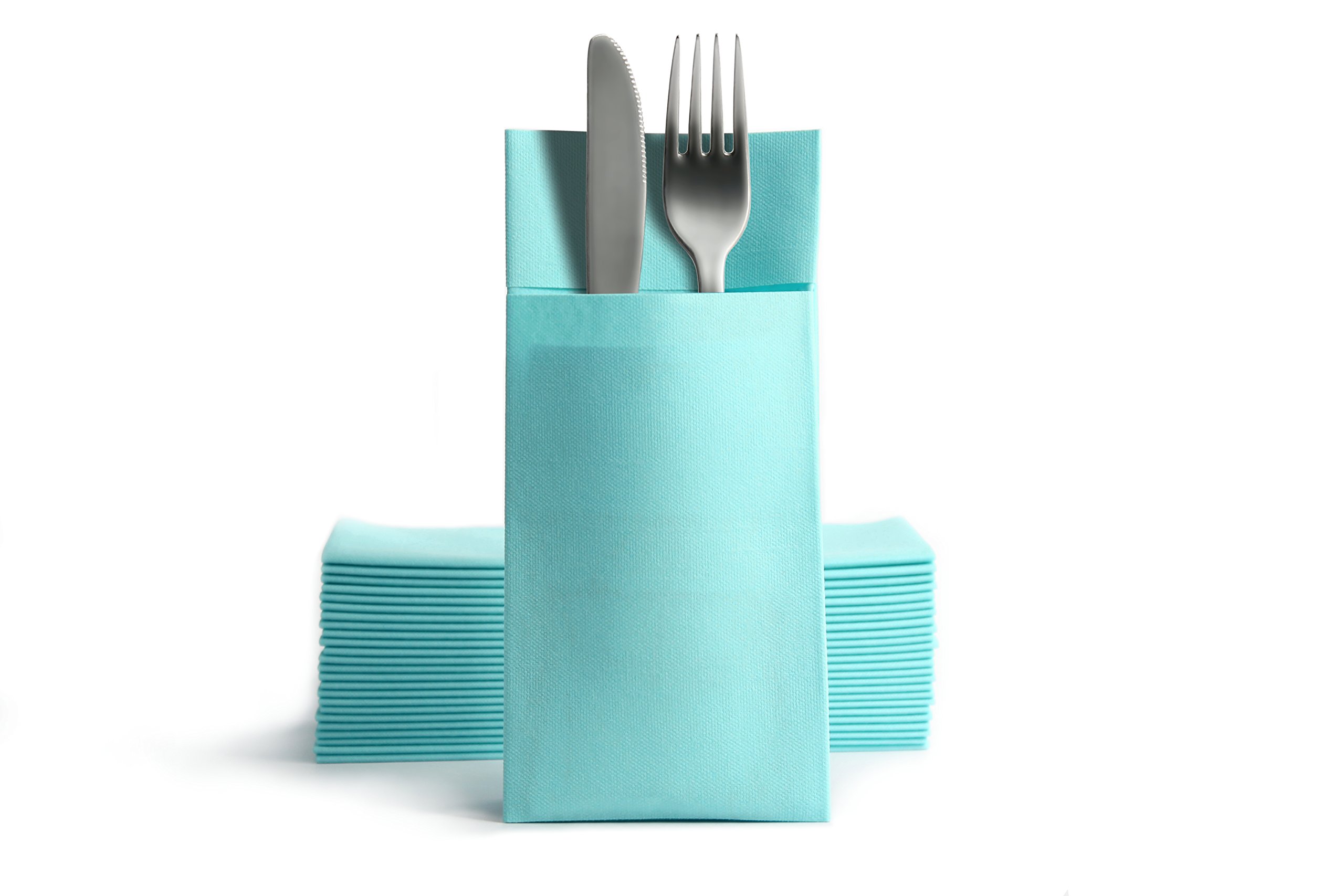 Alvotex CHIC Airlaid 50 Cutlery Napkins Cutlery Pockets, Fabric-like, Disposable Napkins, 39 x 40 cm, Mint Blue