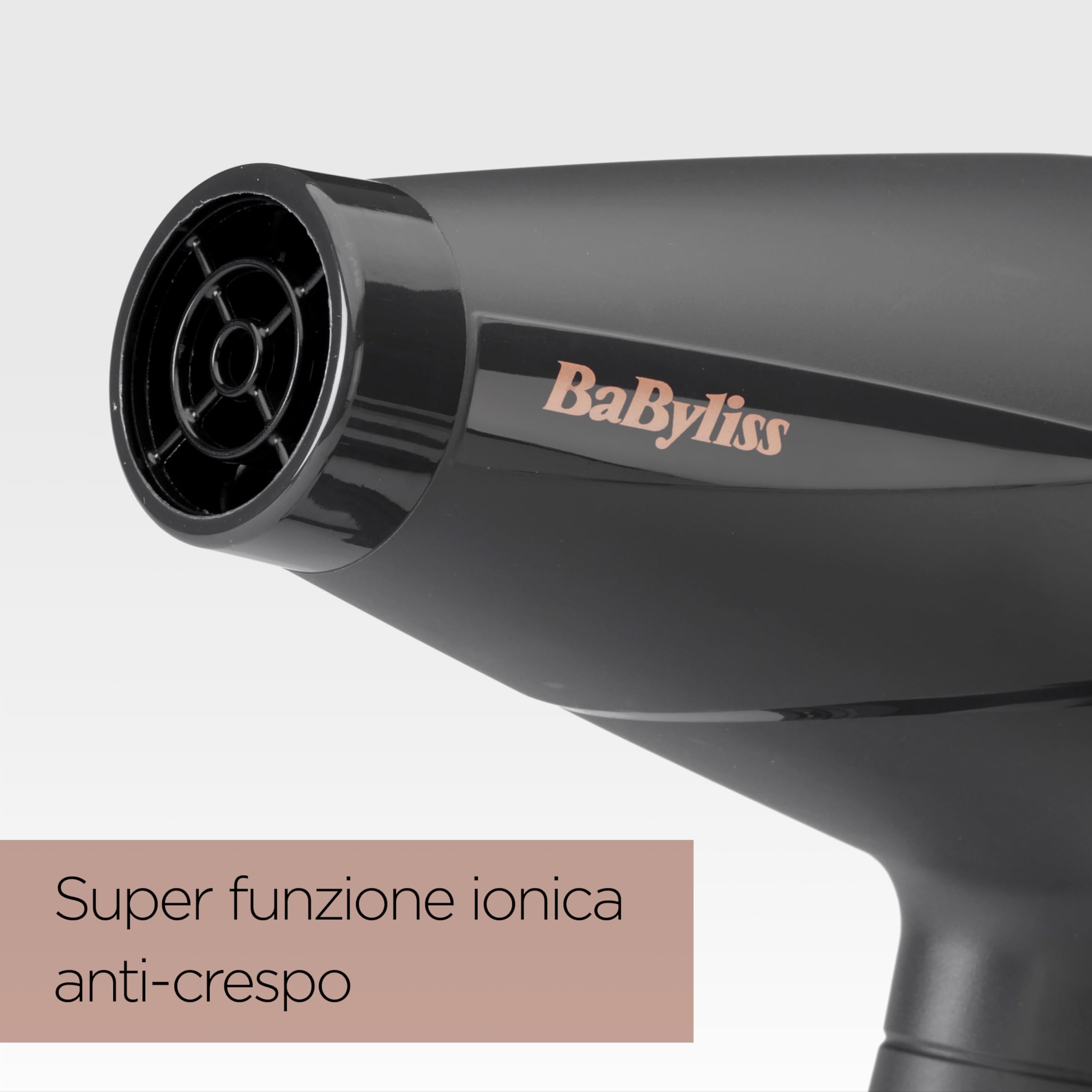 BaByliss Asciugacapelli MADE IN ITALY Smooth Pro, Motore AC Phon Capelli Professionale,2200W, diffusore e concentartore, funzione anti-crespo,2 velocità - 3 temperature, tasto aria fredda, nero,6709DE