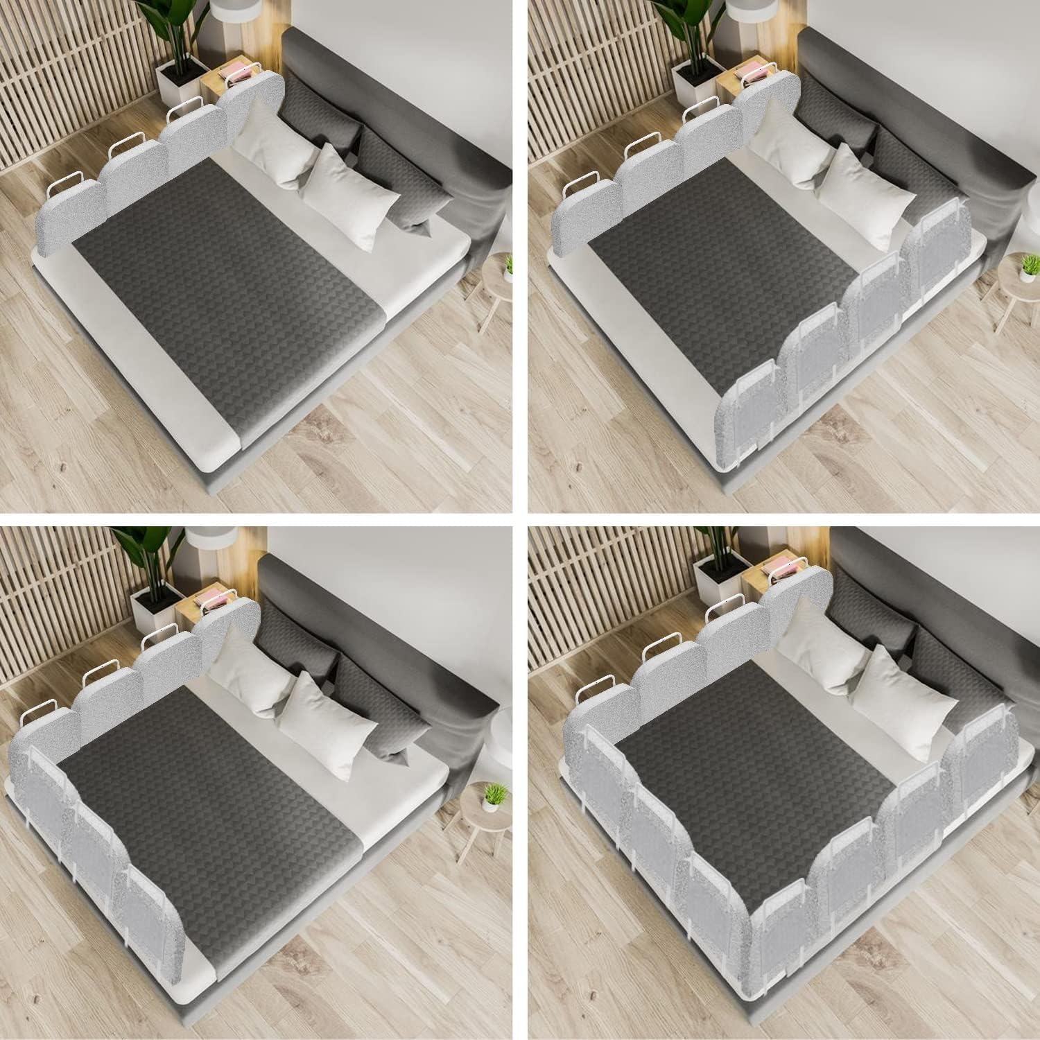 Spondina per lettino regolabile in altezza 40-60 cm Fodera sfoderabile con cerniera Nucleo interno in cotone perlato Adatto a molti tipi di letto paracolpi/gray/60cm