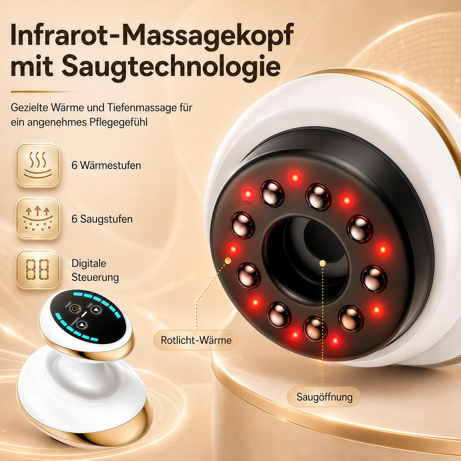 Anti Cellulite Massagegerät, 4-in-1 Lymphdrainage Massager Schröpfgerät Elektrisch Anticellulite Geräte Gua Sha Lipödem Massagegerät mit Vakuum Massage für Körperstraffung Lymphdrainage Durchblutung