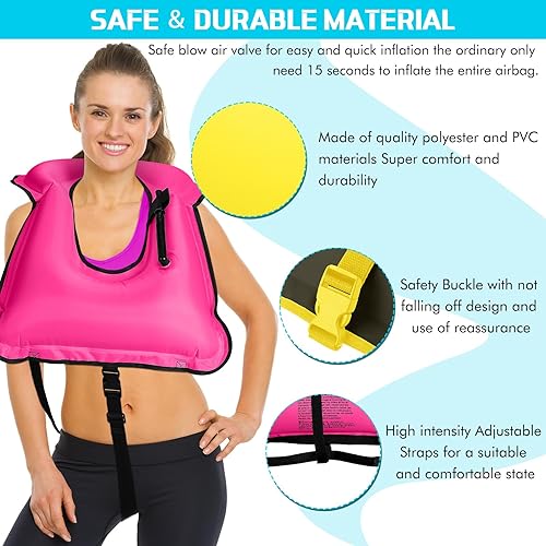 Miniatura 4 de Chaleco de esnórquel inflable para adultos, chaleco de natación portátil, chaquetas de kayak ajustables, chalecos de seguridad para esnórquel,