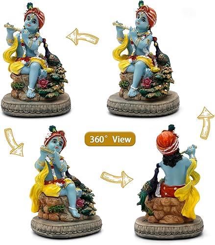 Miniatura 2 de Estatua hindú de Dios Señor Krishna – 4.3 pulgadas de alto, ídolo indio Krishna, escultura india, boda, baby shower, regalos de retorno, regalos de