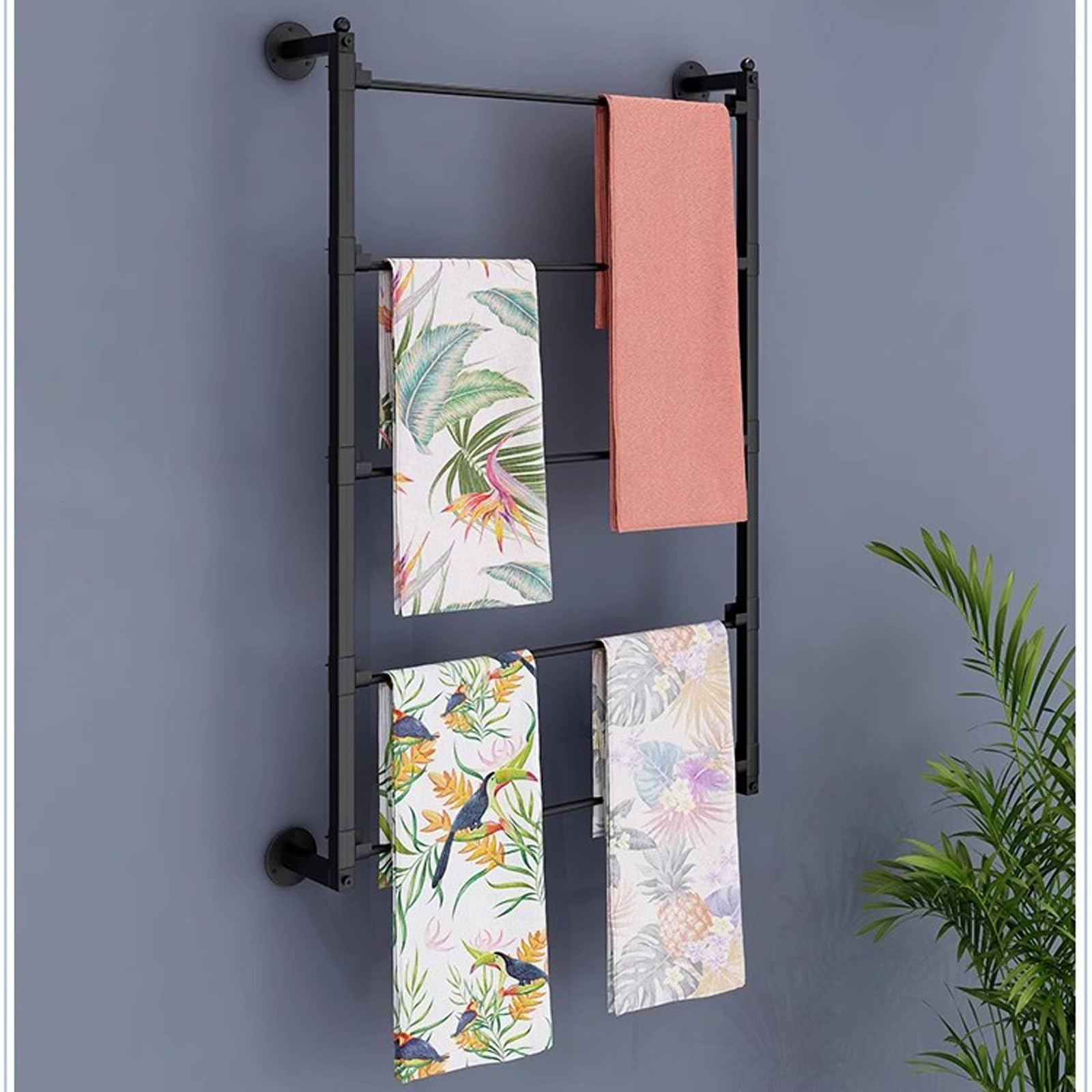 DRemdo Metal Ribbon Holder Organizer Rack, Extra Large Wrapping Paper Organizer Storage Metal?4 Tier Stand Ribbon Roll Display Storage Shelf for Mothers Day Flower Store Craft Room Gift Wrapping (Col