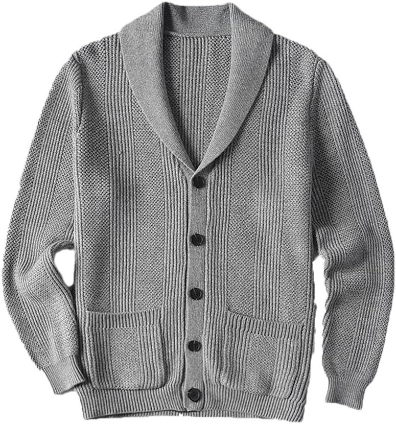 Men's Fruit Collar Cardigan Outerwear Solid Color Knitted Cardigans Autumn Casual Cotton Sweaters