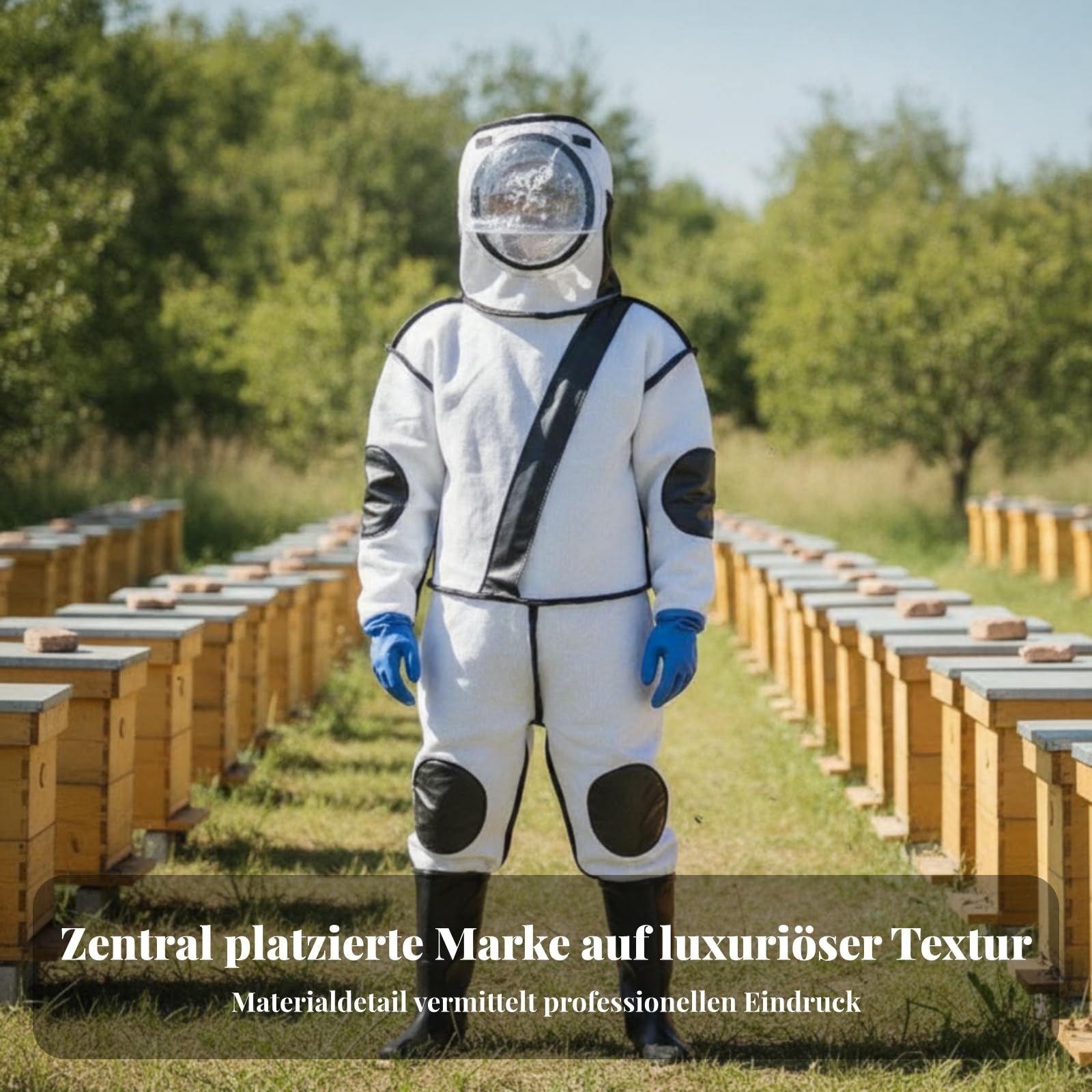 Imkeranzug Bienen Schutzanzug Overall Schutzkleidung Kapuzenanzug mit Gesichtsgitter Und Verstärkten Ellbogen Und Knien aus Mesh Und Edelstahl für Imkerei Außenarbeit Bienenzucht, 43