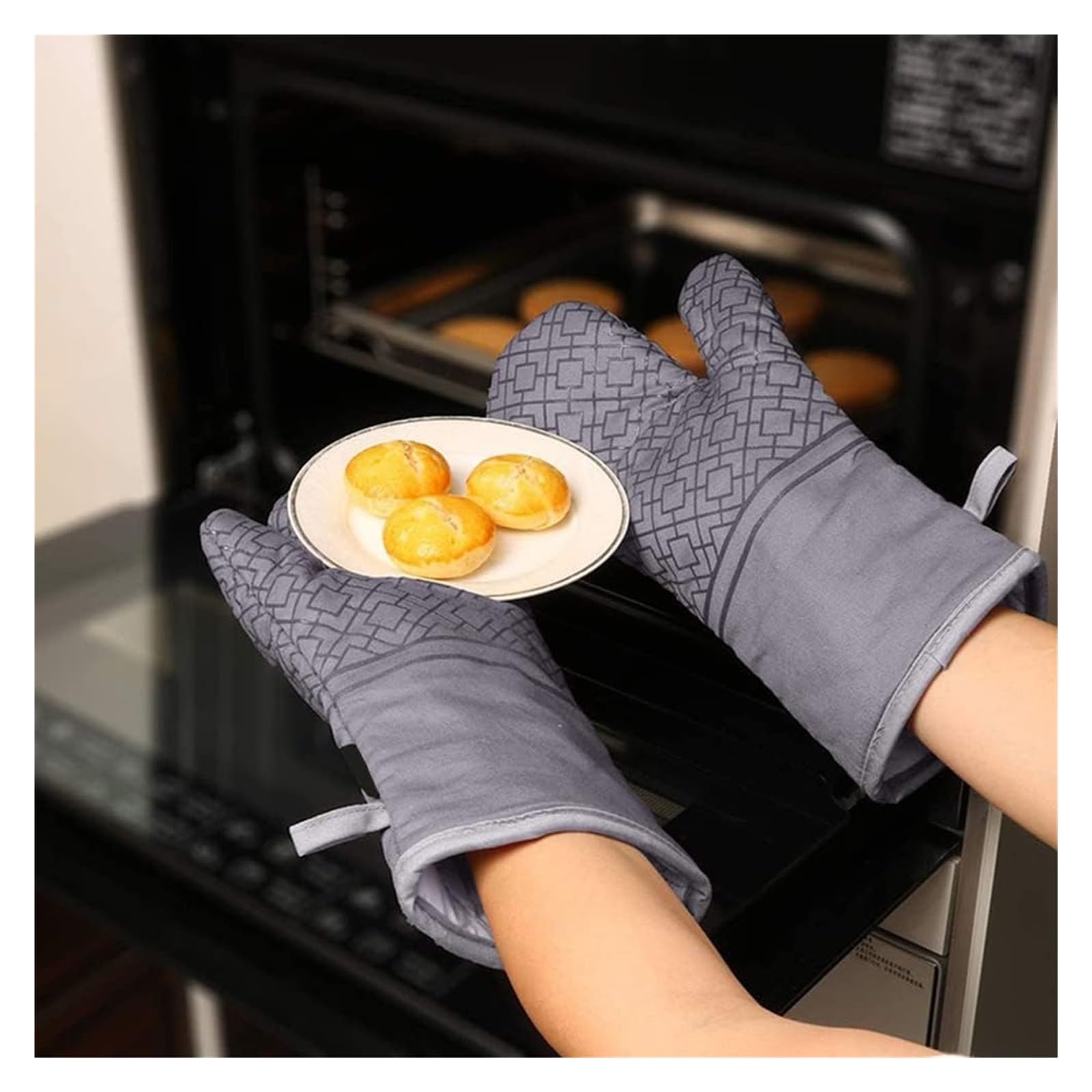 Rękawice kuchenne Gadżety Bawełniane rękawice kuchenne Zestaw rękawiczek Wisząca lina Naczynia kuchenne Części naczyń kuchennych Odporny na wysoką temperaturę Grill do pieczenia Kuchnia