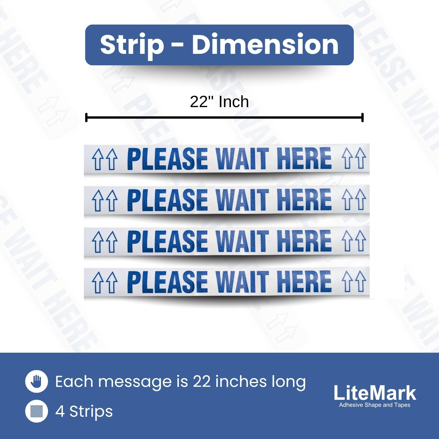 Please Wait HERE Floor Signs, Durable Queue Line Sticker for HIPAA, Patient Privacy, Store Checkout, Ticket Counter, Slip Resistant Safety Decal, (Pack of 4)