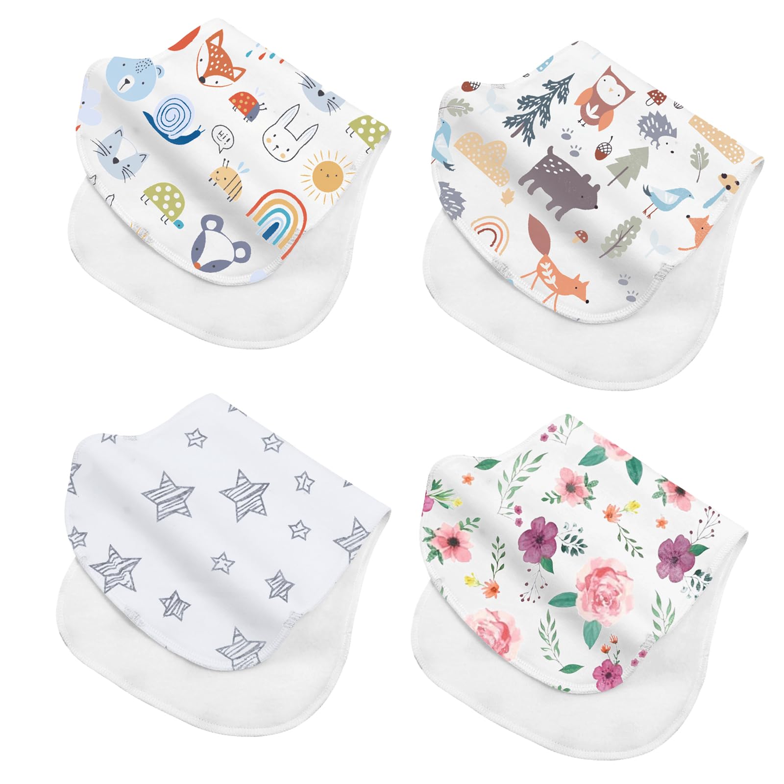 YWhalep 4 Pack Baby Burp Cloths Sets for Baby Girls and Boys, Large 100% Cotton Burping Clothes for Newborn, Extra Absorbent and Soft Burping Rags