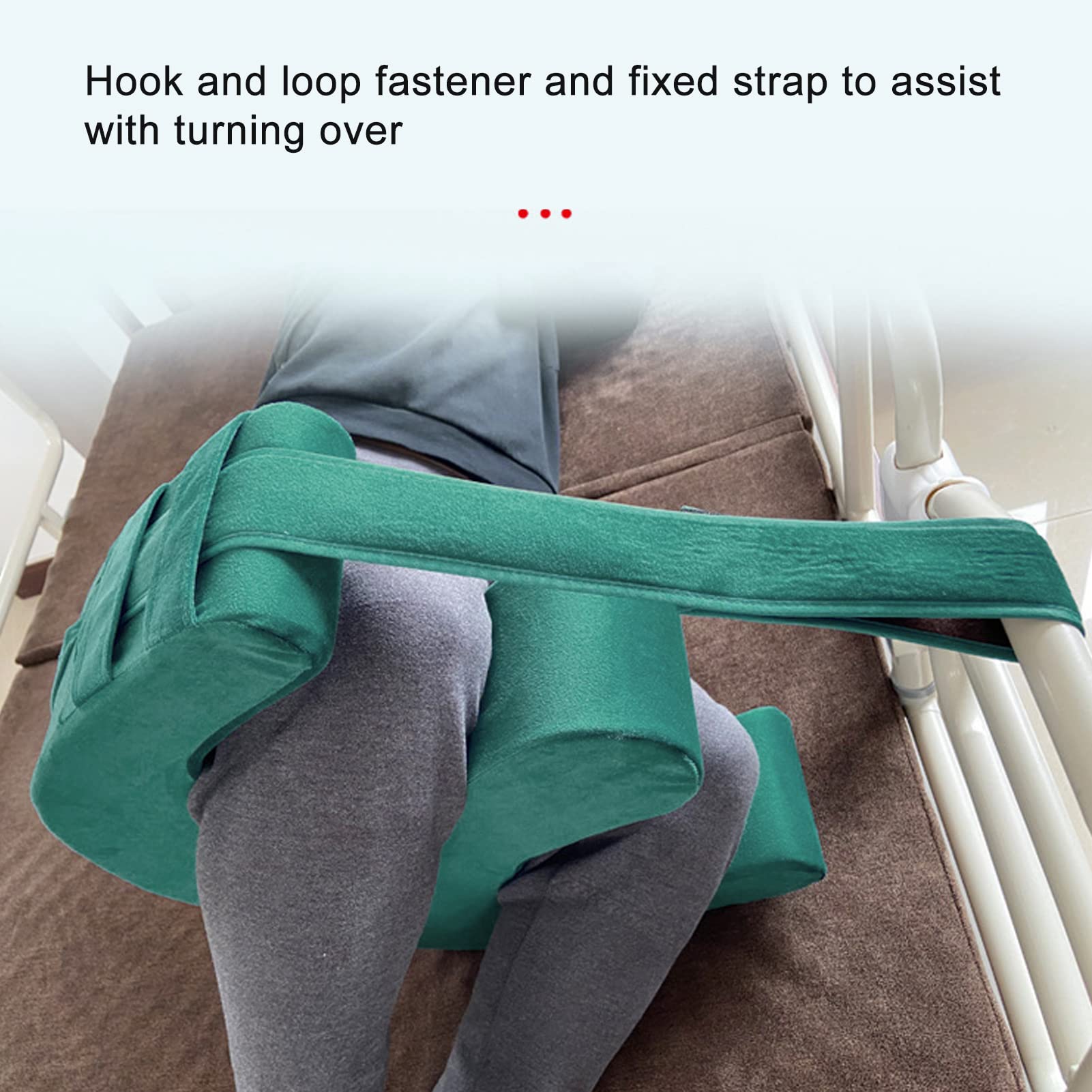 Horoper Patient Turning Device, Turnover Device for Bedridden Elderly Patients, 13cm U Shaped Turning Pillow with Detachable Strap(Green)