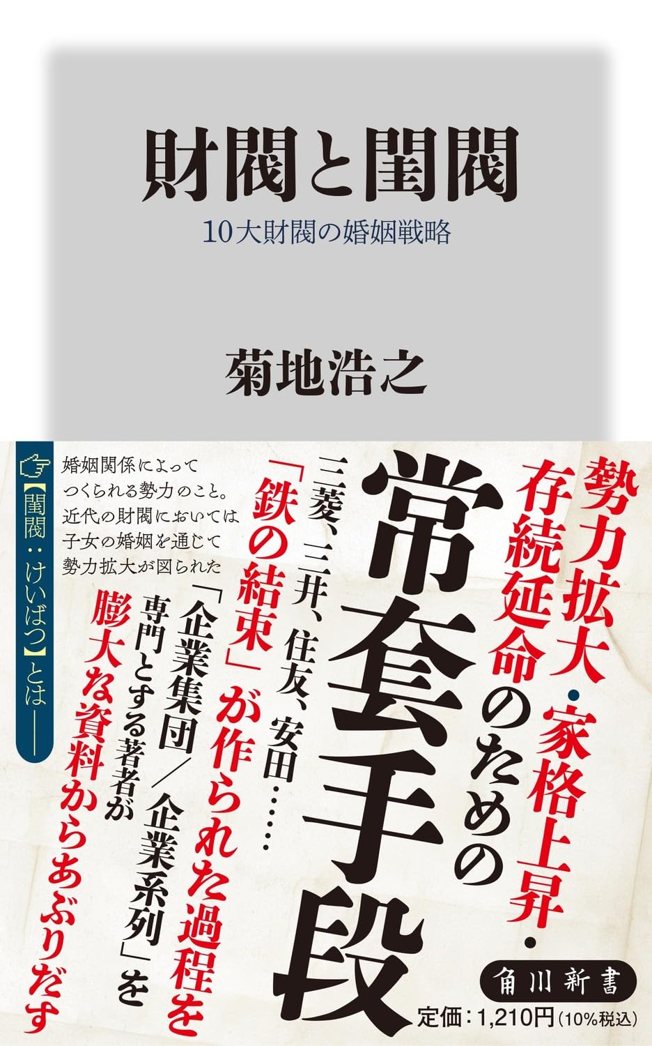 Amazon.co.jp: 財閥と閨閥 10大財閥の婚姻戦略 (角川新書) : 菊地 浩之: 本