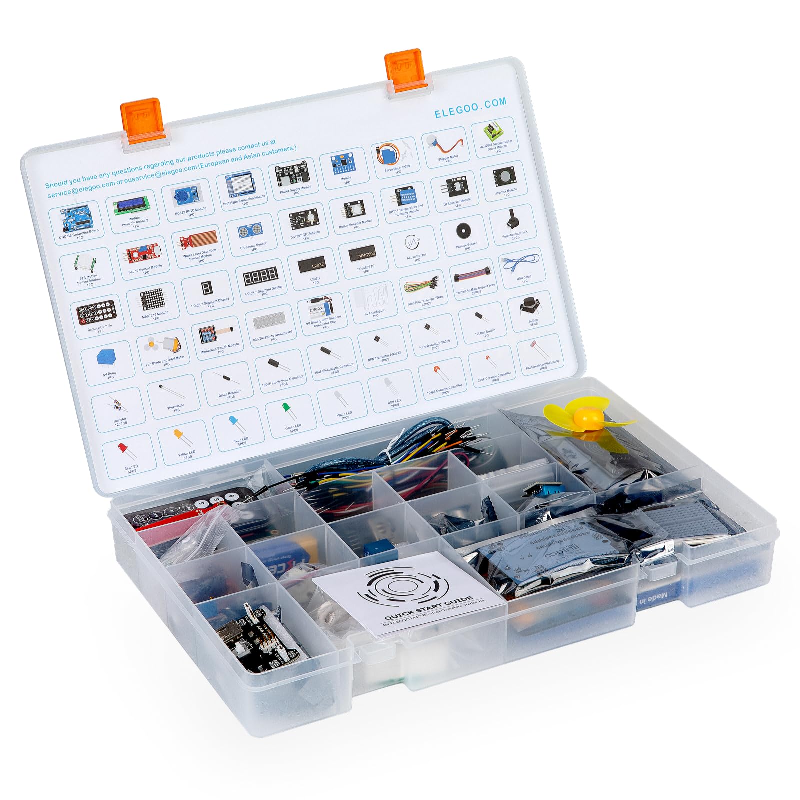 ELEGOO UNO R3 Project Kit de démarrage le plus complet avec tutoriel compatible avec Arduino IDE (63 articles)