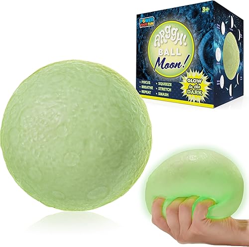 Power Your Fun Arggh Pelotas de Estrés Lunares para Adultos - Pelotas de Estrés Lunares de 3.75 Pulgadas para Niños, Juguete Fidget de Alivio de