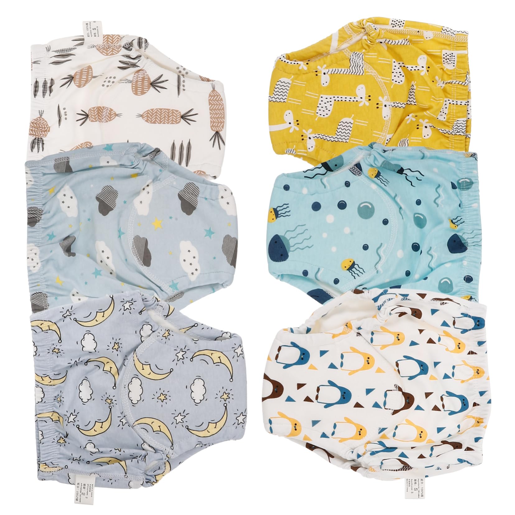 ifundom Wiederverwendbare Babywindelhose aus Baumwolle Waschbar und Bequem 6 Stück für Säuglinge 0-9kg fürs Töpfchentraining