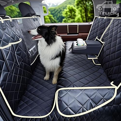 Miniatura 1 de Lassie Hamaca de suelo 4 en 1 para perro para cabina de tripulación, funda de asiento trasero 100% impermeable, protector de banco para Ford F150,