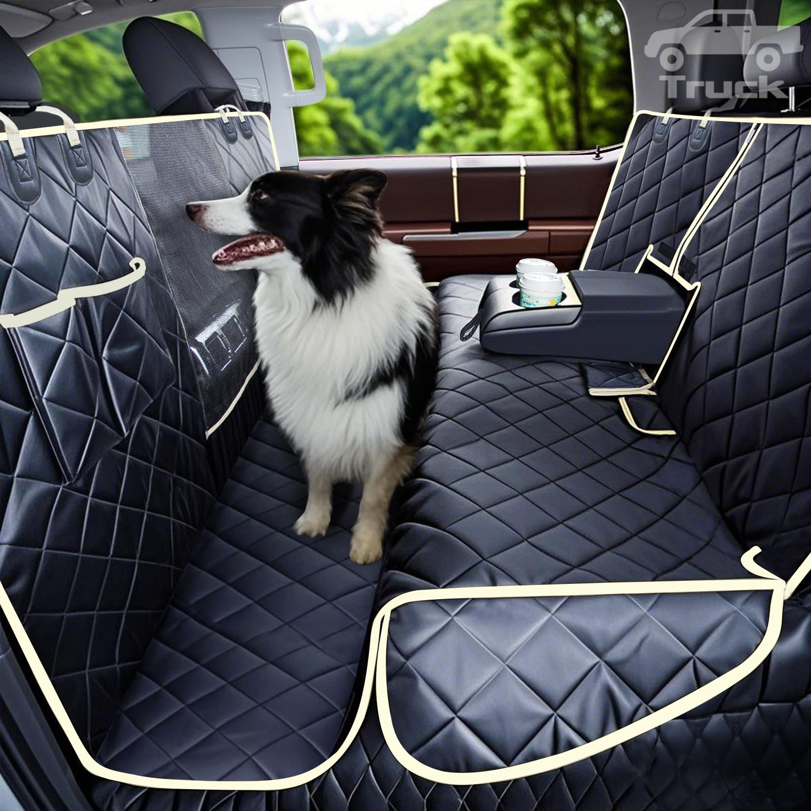 hammock-style pet seat cover for Chevy Silverado with side panels installed