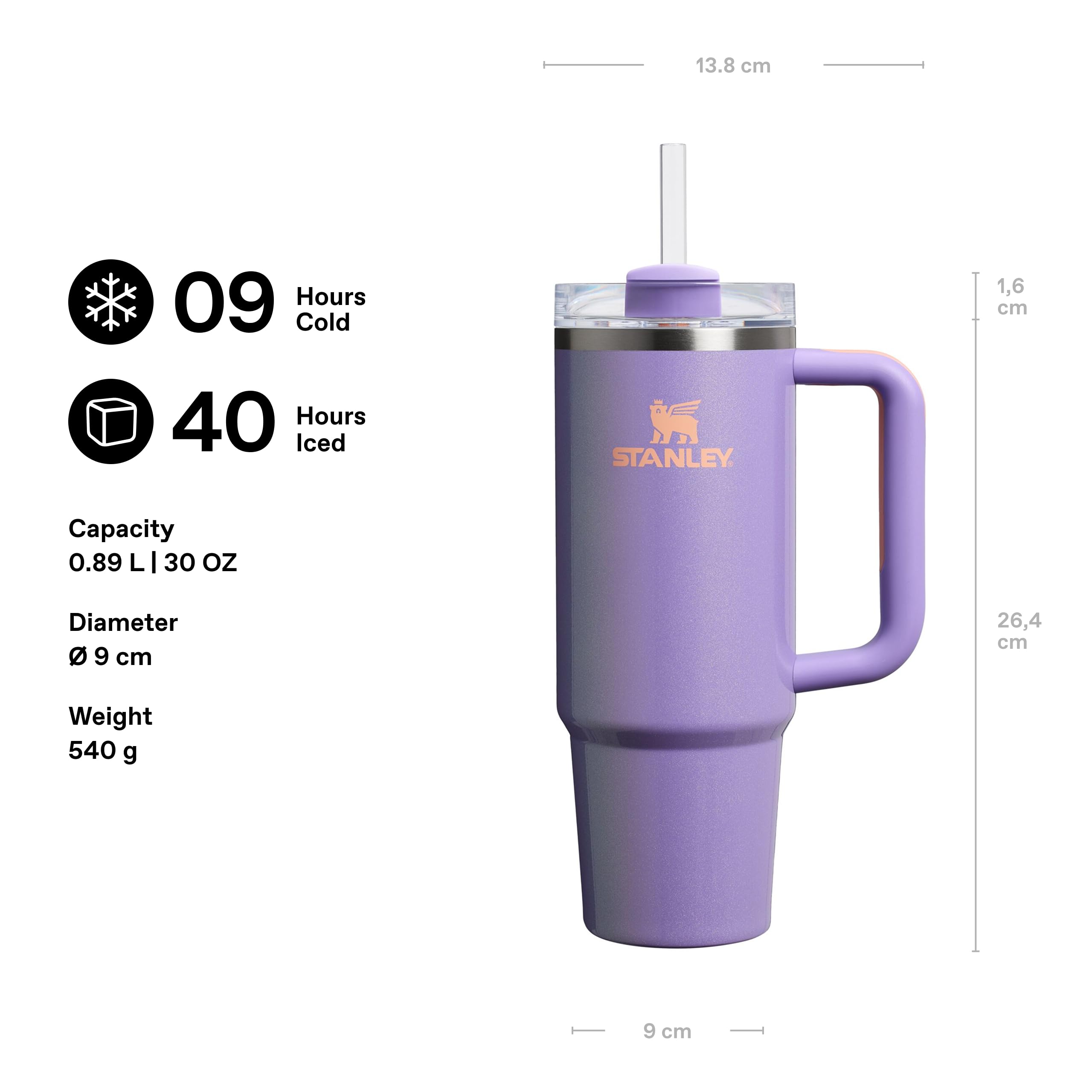 Stanley Quencher H2.0 Flowstate Tumbler 0.89L, Cold for 9 Hours, Iced for 40 Hours, Metal Water Bottle with Straw - Image 3