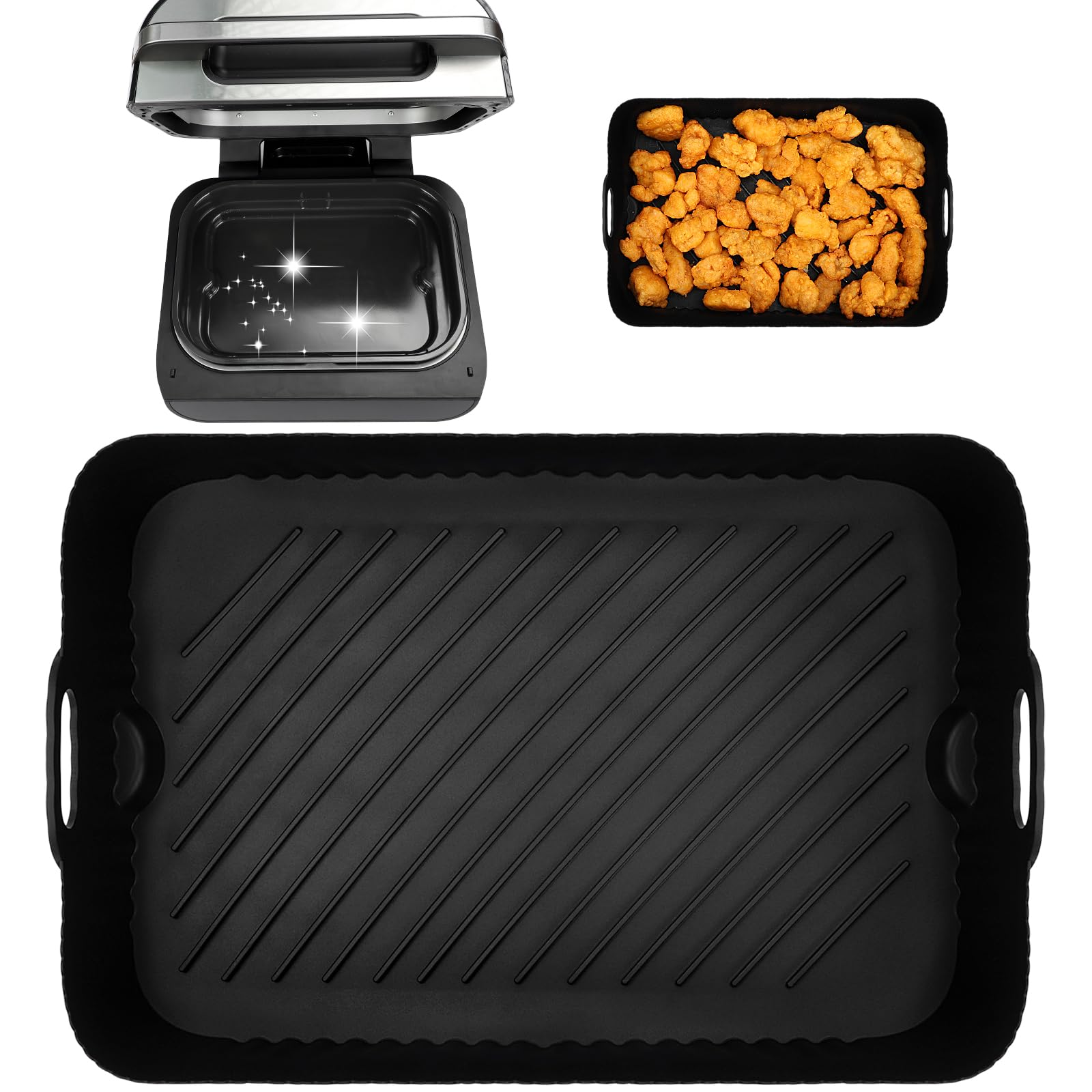 Air Fryer Liners for Ninja AG551UK AG551UKCP, Air Fryer Silicone Accessories for Ninja Foodi MAX Health Grill & Air Fryer 5.7L(Black)