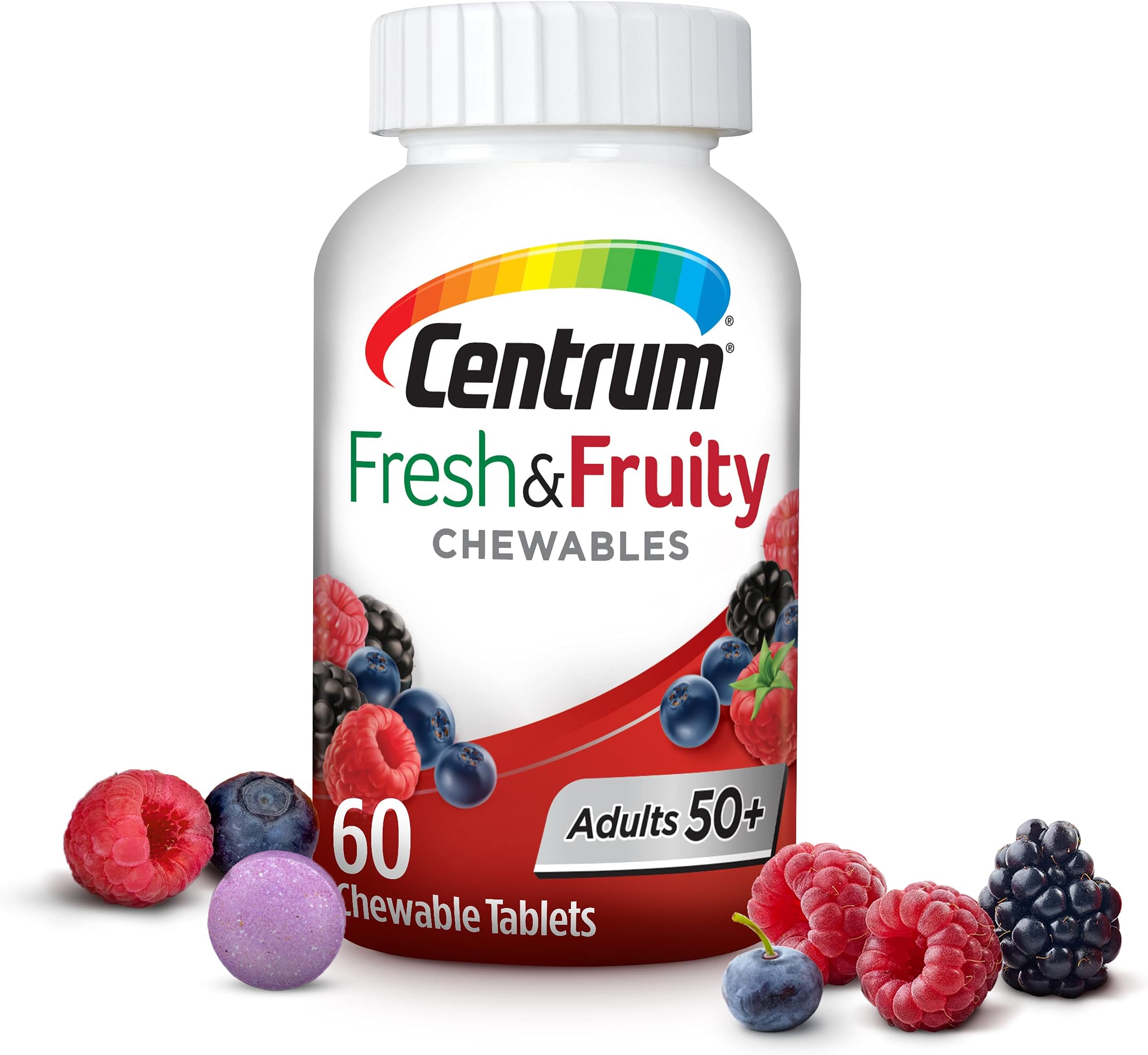 Centrum Adults 50+ Fresh & Fruity Chewables Multivitamin / Multimineral Supplement (60 ct) Mixed Berry