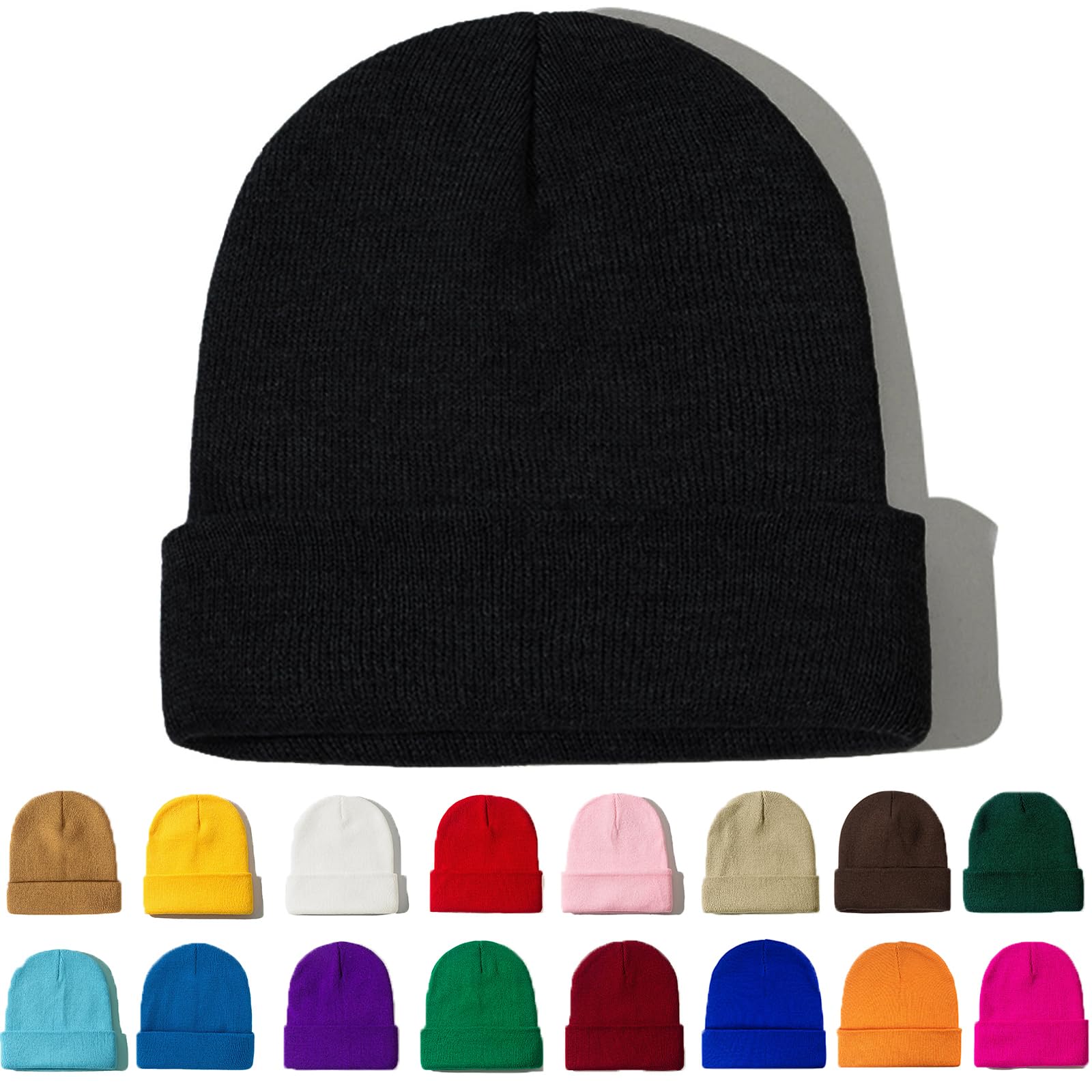 ZOORONBeanie for Women Men Unisex Cuffed Plain Skull Knit Hat Soft Fisherman Beanies Winter Hats