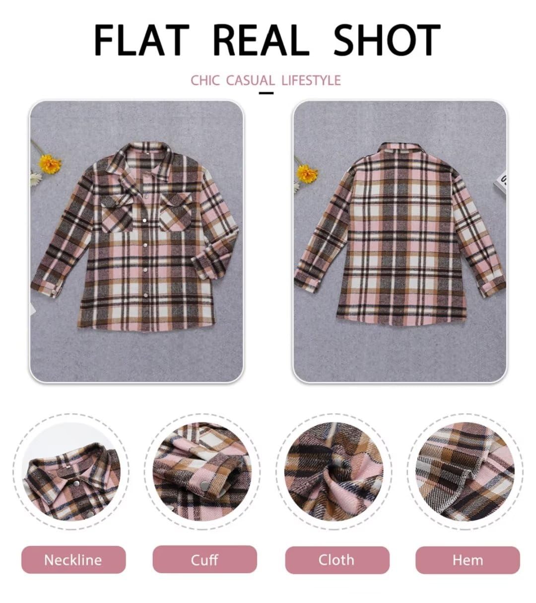 ZOLUCKY Womens Shackets Jacket Plus Size Long Sleeve Button Down Shirts Blouses Tops