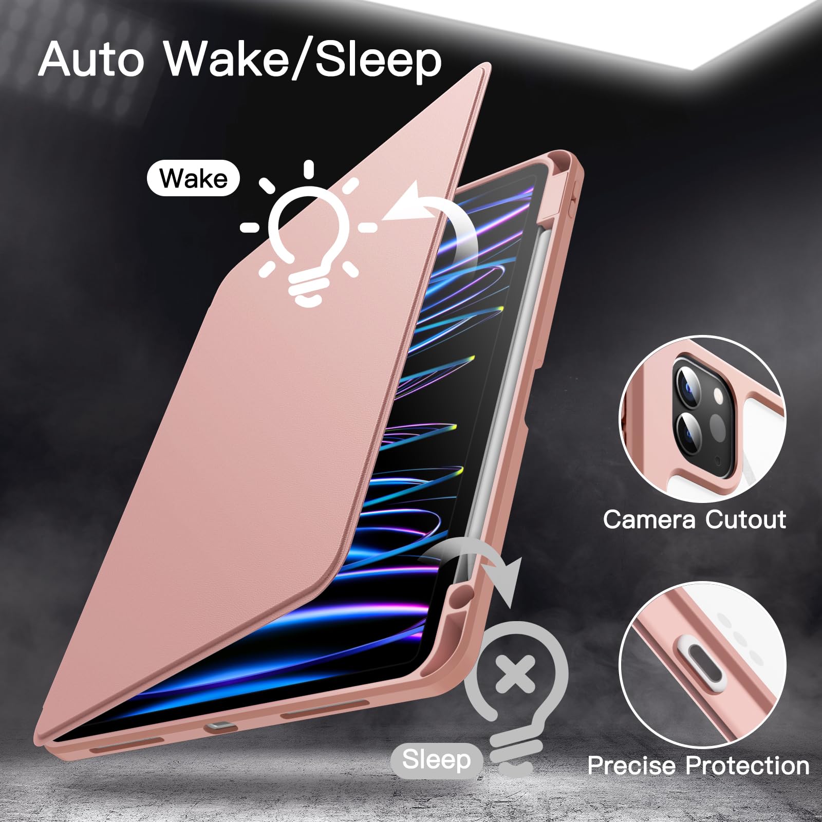 JETech 360° Rotating Case for iPad Pro 11" 4/3, Rose Gold — Amazon image 6
