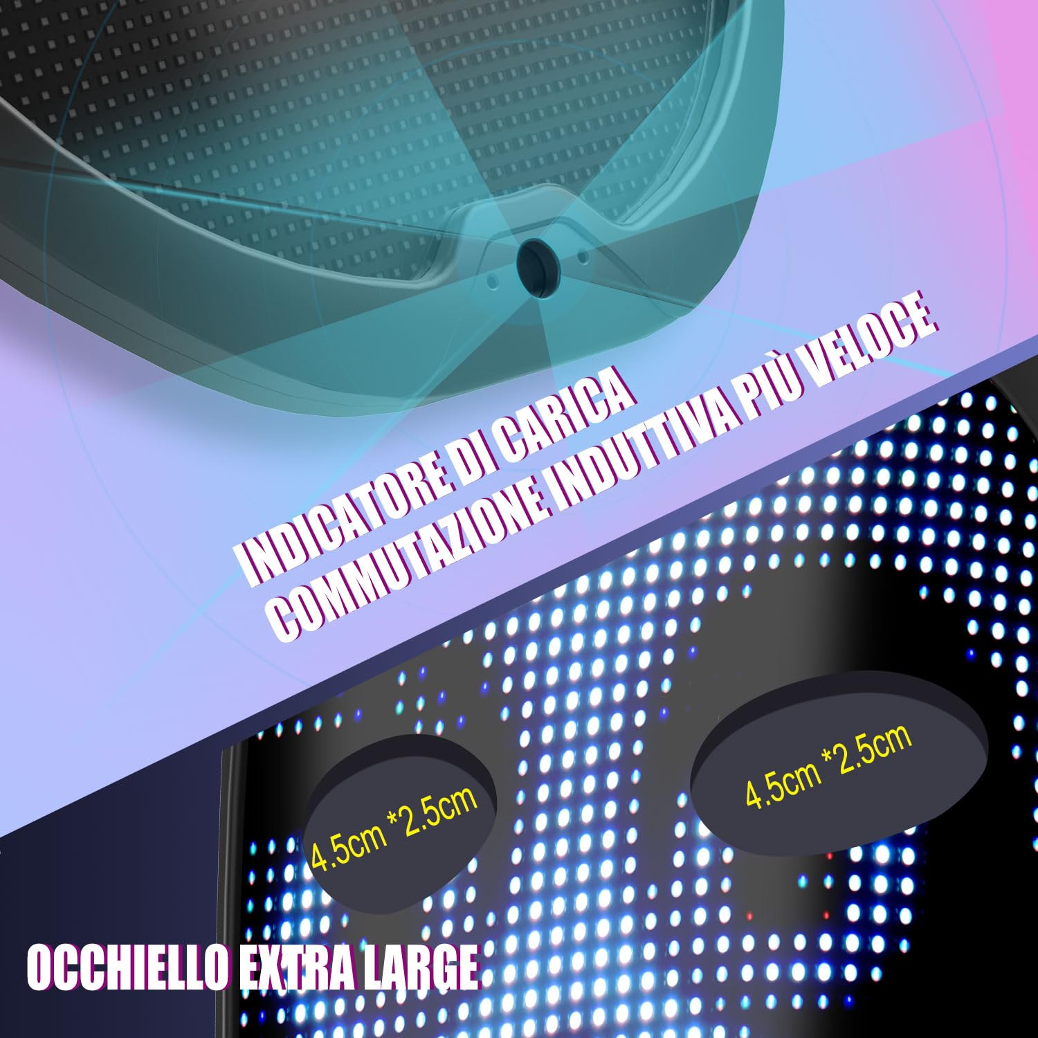 megoo Maschera led con bluetooth app programmazione,Maschera luminosa digitale elettronica a led,per halloween costume partito festa mascherata cosplay dj rave,cool led Maschera per adulti/bambini