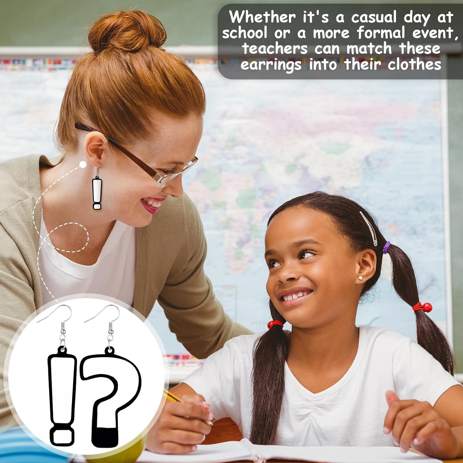 24 Pairs Teacher Earrings for Women Acrylic Earrings Bulk Colorful Pencil Apple Rainbow Book Protractor Heart Shaped Jewelry for Student Appreciation Teacher Week Gifts - Image 5