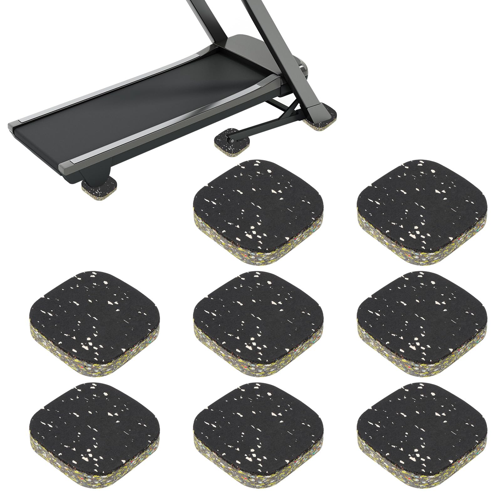PATIKIL 8 Pcs Tappetini Per Tapis Roulant, 4x4x0.8" Schiuma Ad Alta Densità Antivibrante Tappetino Fonoassorbente Per Pavimento Tappetino Per Attrezzature Sportive Per Proteggere, Bianco