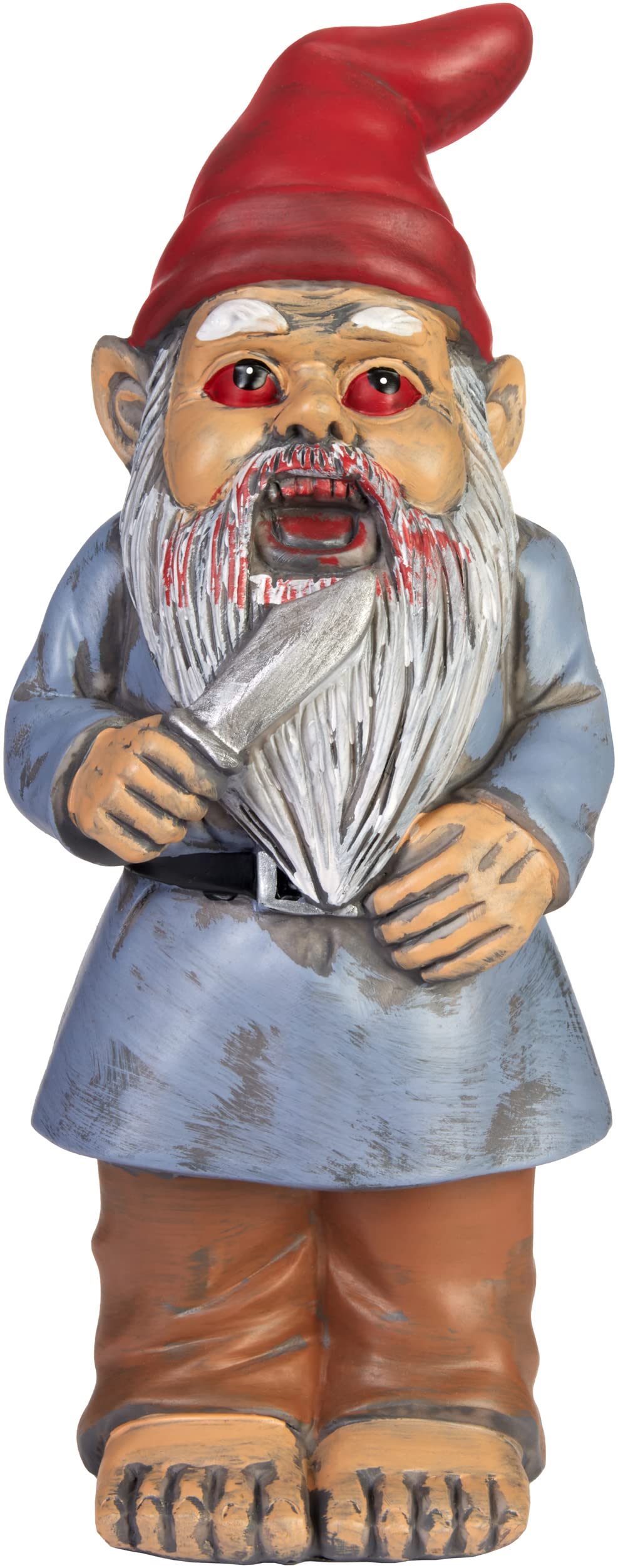 Brubaker Zombie Standing Garden Gnome Zombie - Creepy Gnome With Knife And Blood - Funny Halloween Garden Figurine - Weatherproof For Camping And Garden - Horror Decoration For Outdoors - 9.5 Inches Tall