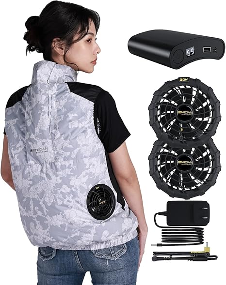 チタン加工/UPF50+ 4ファン空調服 20,000mAhバッテリーセット 楽天市場】ファン付き作業服 バッテリー付き 12Vファン付き