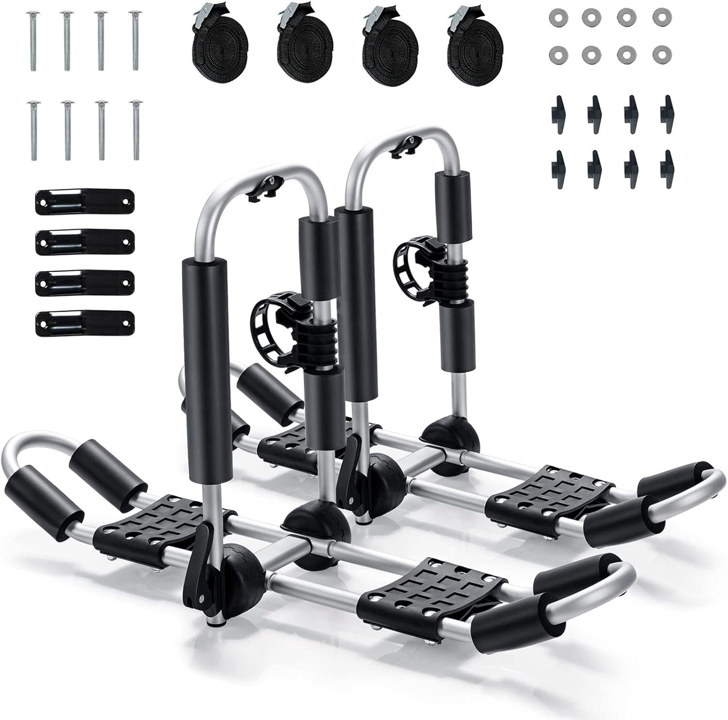 GYMAX 2Pcs J-Bar Kayak Roof Rack, Universal Foldable Kayak Carrier for Kayak, Canoe, Surf Board, Ski Board, Rooftop Mount on SUV, Car and Truck Crossbar (Two sides) GYMAX 2Pcs J-Bar Kayak Roof Rack, Universal Foldable Kayak Carrier for Kayak, Canoe, Surf Board, Ski Board, Rooftop Mount on SUV, Car and Truck Crossbar (Two sides)