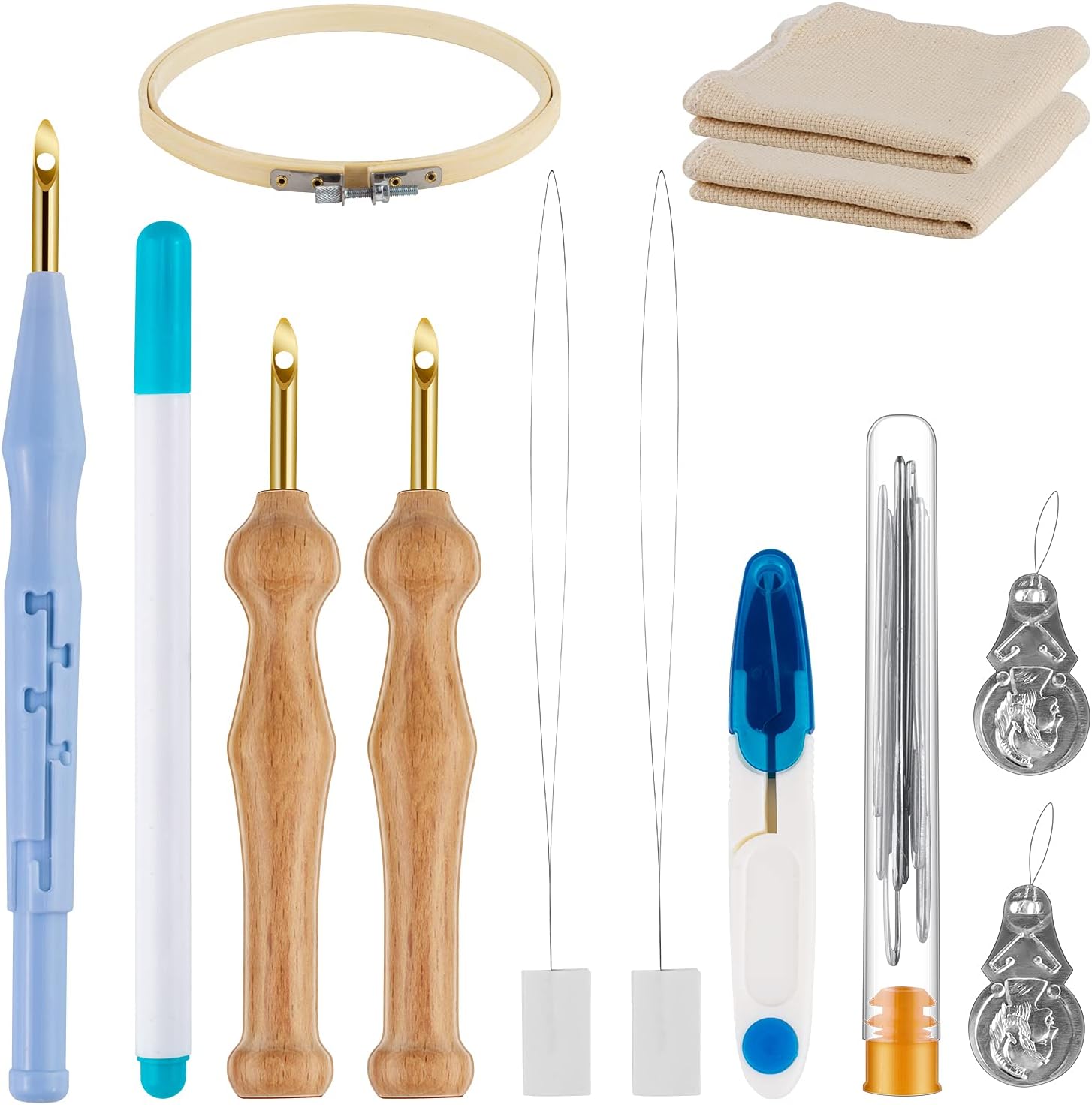 Punch Needle Kit Tool,21 Pcs Embroidery Kit Adjustable Yarn