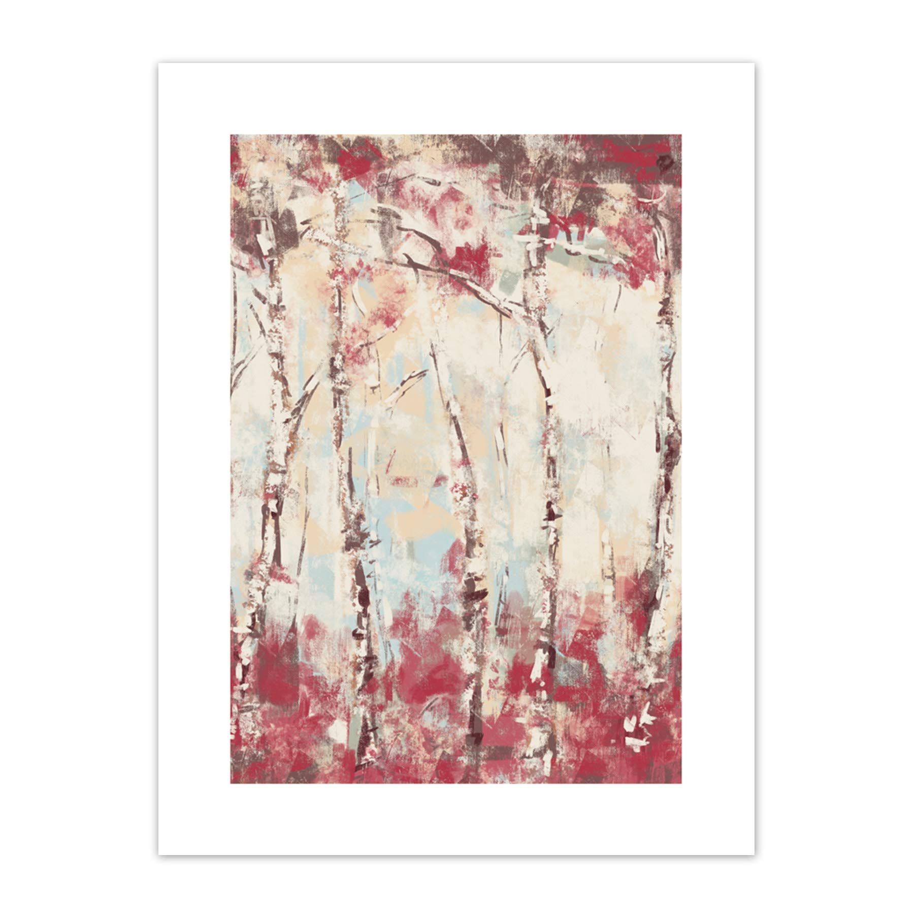 Wee Blue Coo Birch Trees Abstract Painting Art Print Canvas Premium Wall Decor Poster