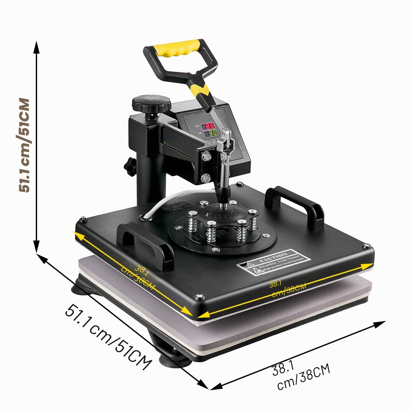 VEVOR Heißpresse 8 in 1 Heat Press für Textil Transferpresse Textilpresse mit Plattenpresse von 38 x 38 cm Textildruckpresse von 1000w Geeignet für Hüte, Mützen T-Shirts Tassen, Schwarz