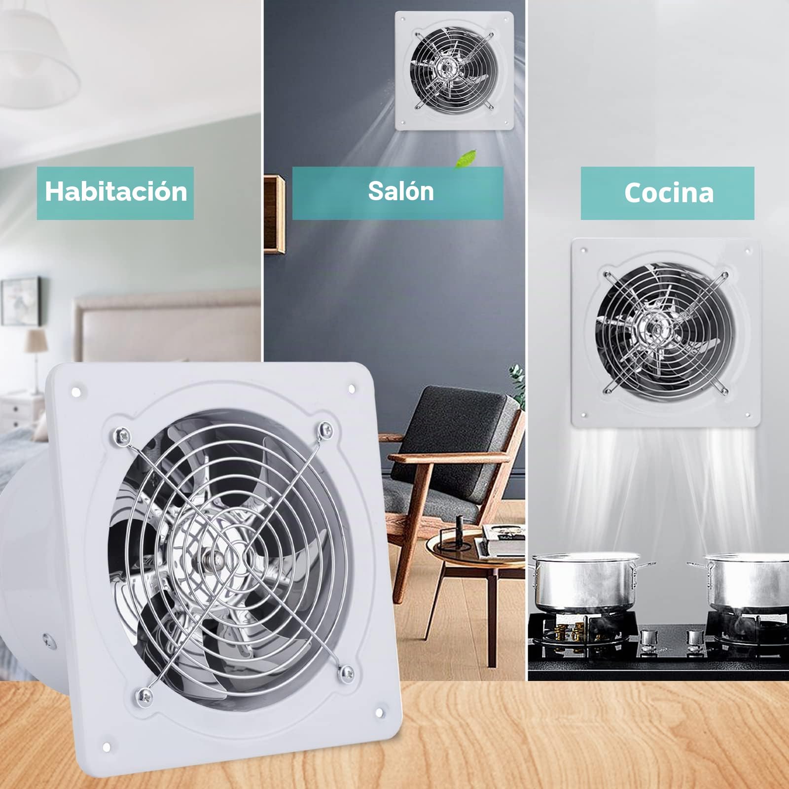 Ventilador extractor de pared ventilador industrial ventilador de entrada de aire tubo de bajo consumo funcionamiento silencioso para ventilación en el baño la cocina o el inodoro (200 mm blanco)