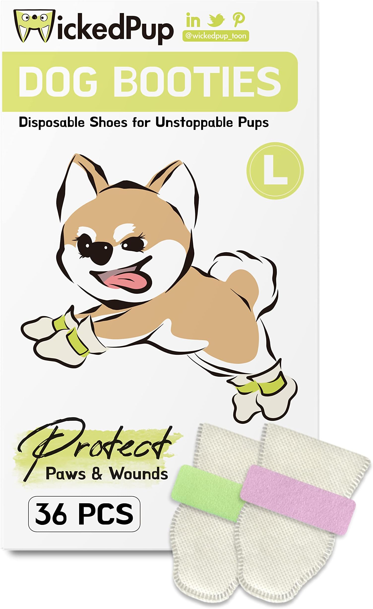 WICKEDPUP Pet Booties for Dogs & Cats, 36ct Disposable Socks to Prevent Licking