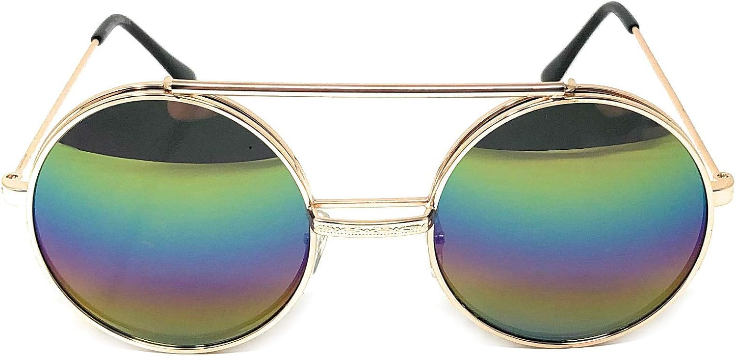 WebDeals Flip Up Steampunk Metal Django Sunglasses