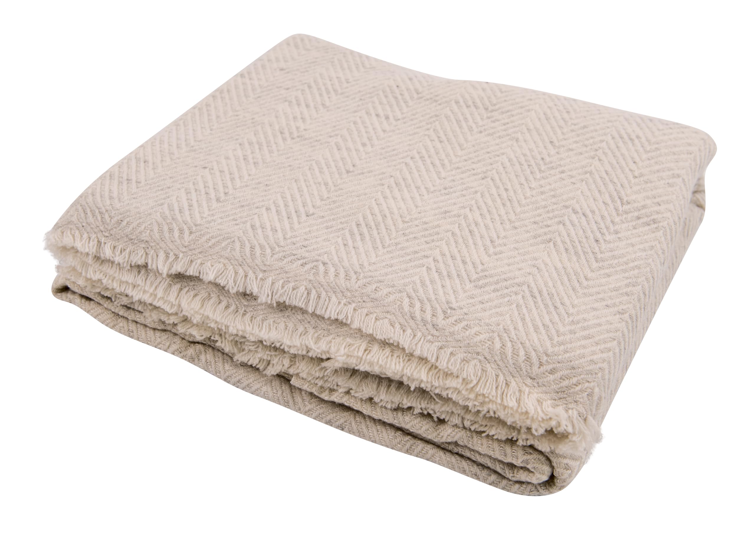 Kaschmirdecke – handgewebte Sofaüberwurf Decke aus 100% Kaschmirwolle – 135 x 270 cm. Weiche und gemütliche Kuscheldecke mit Fischgrätenmuster für Couch und Stuhl – Hergestellt in Nepal