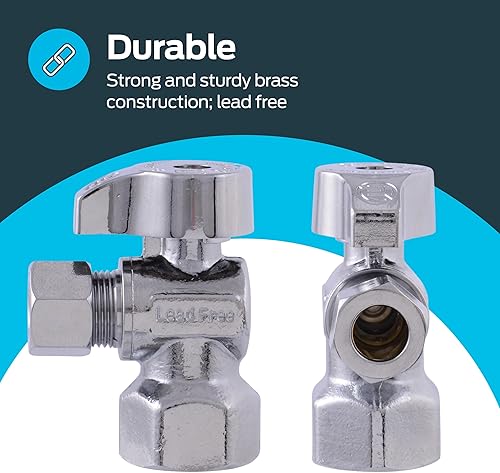 Miniatura 6 de Eastman 12 pulgada FIP x 38 pulgada OD compresión cuarto ángulo de giro válvula de parada, accesorios de fontanería de latón, cromo, 10733LF