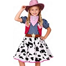 Gorkonpy Cowgirl Costume for Girls with Hat Halloween Dress Up Party