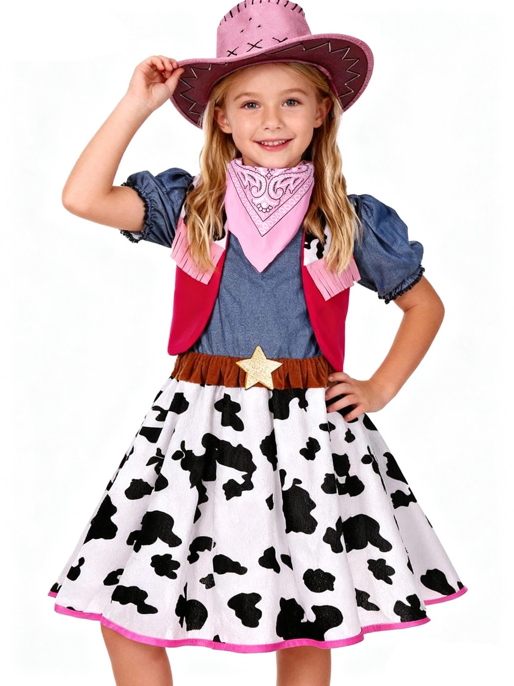 Cowgirl Costume for Girls with Hat Halloween Dress Up Party