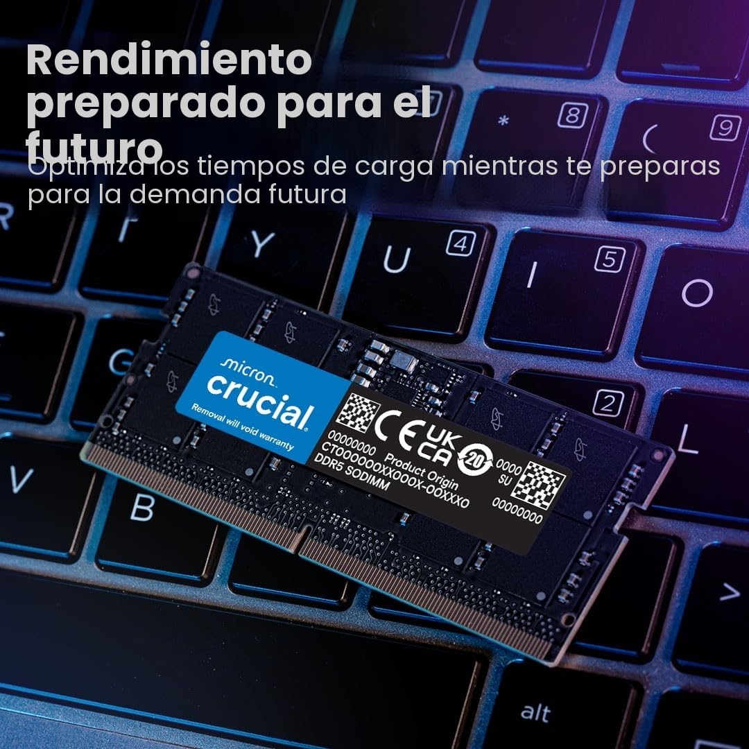 Crucial RAM DDR5 32GB 5600MHz SODIMM, Memoria para Ordenador Portátil/Laptop, Mini PC, (o 5200MHz / 4800MHz) CL46 - CT32G56C46S5