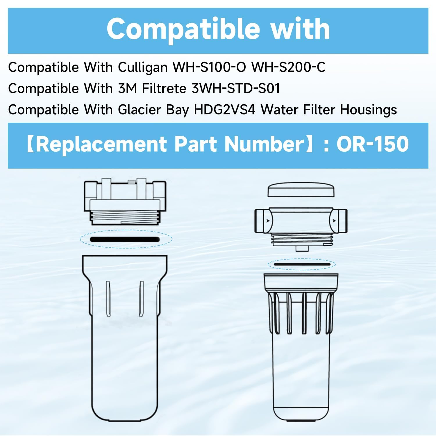 3 Pack O-Ring Gasket Seal O-Ring Replacement Compatible with Culligan WH-S200-C WH-S200-C 3WH-STD-S01 HDG2VS4 Replace#: OR-150