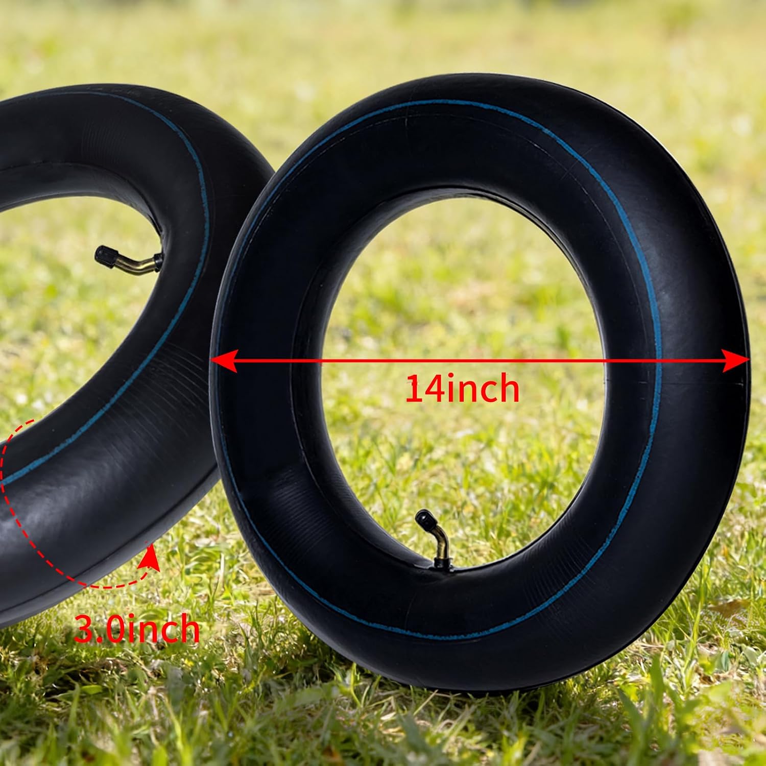2-Pcs 14x3.0 Bike Inner Tubes 14x3.0 Inner Tube 14-inch E-Bike Inner Tubes | with Bent Valve for Ebike Electric Scooters Replacement Mopeds Inner Tubes