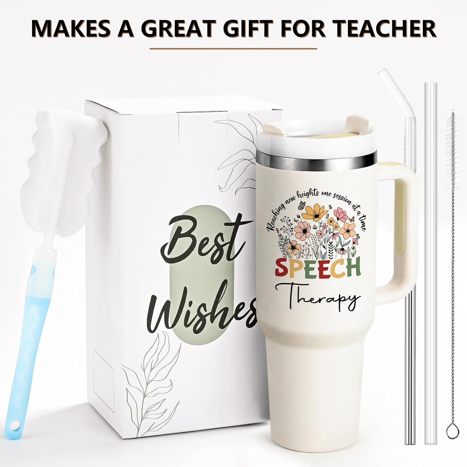 Qtencas Speech Therapy Gifts, Speech Language Pathologist Gift, SLP Gifts 40 Oz Stainless Steel Travel Tumbler, Therapist Appreciation Present for Women, Christmas Birthday Present for SLP - Image 7