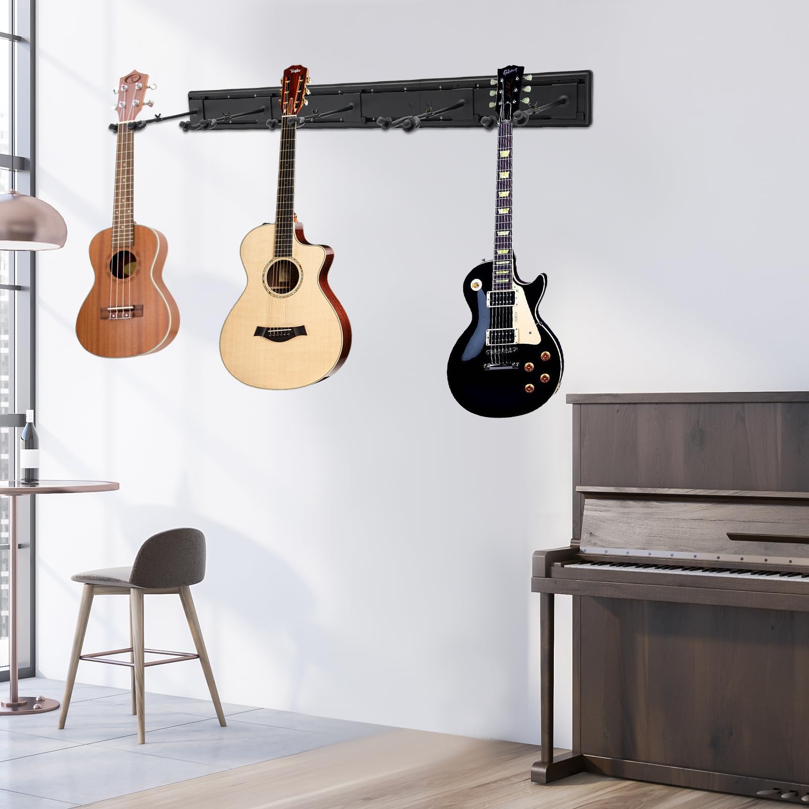 Soporte para guitarra, 5 soportes para guitarras y bajos, plegable, para guitarras eléctricas acústicas, bajos, ukelele folk