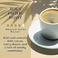 Vista 2 de Royal Kona Roy's Pacific Coast, mezcla de café 10% Kona, cápsulas de café de una sola porción de tostado medio oscuro, compatible con sistemas