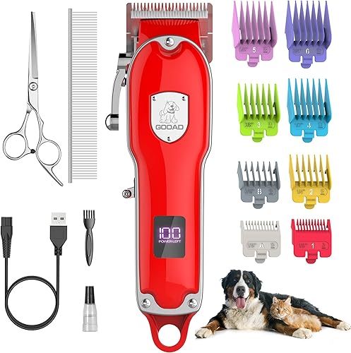 Miniatura 7 de Cortapelos para perros para el aseo de pelo grueso y grueso, recortadora de pelo de perro de bajo ruido, afeitadora inalámbrica recargable para