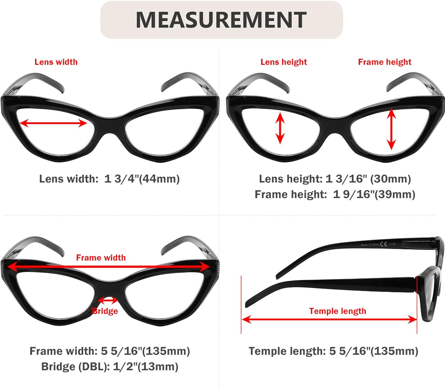 Eyekepper 4-Pack Cat-eye Style Reading Glasses for Women Chic Readers