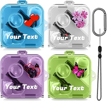 Custom Case for Nothing Ear 2 Personalized Protective Armor Cover with Name Text Pattern, [Upgrade Secure Lock] Shock-Absorbing,TPU Hard Shell with Carabiner & Lanyard,Clear Green Purple Blue